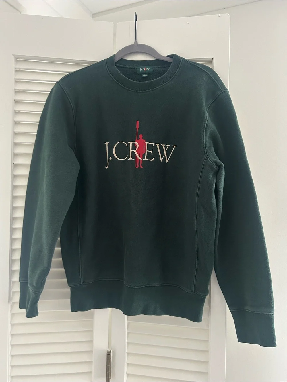 J.Crew Embroidered Rowing Logo Crewneck Sweatshirt Forest Green Pullover Unisex